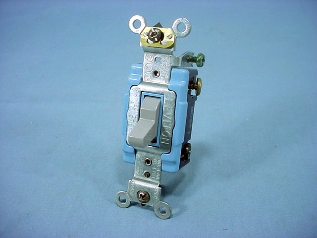 Leviton 1203-2GY Gray Industrial Grade Toggle Light Switch 3-Way 15A Boxed