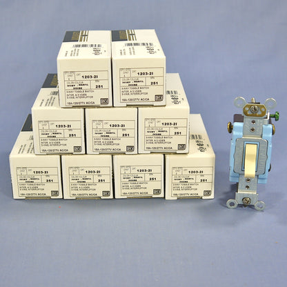 Leviton 1203-2I Ivory Industrial Grade 3-Way Toggle Wall Light Switch 15A 10pcs