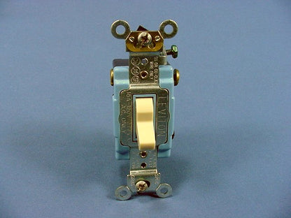 Leviton 1203-2I Ivory Industrial Grade Toggle Wall Light Switch 3-Way 15A Bulk