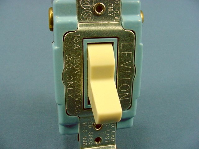 Leviton 1203-2I Ivory Industrial Grade Toggle Wall Light Switch 3-Way 15A Bulk