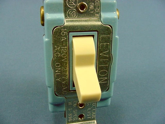 Leviton 1203-2I Ivory Industrial Grade Toggle Wall Light Switch 3-Way 15A Bulk