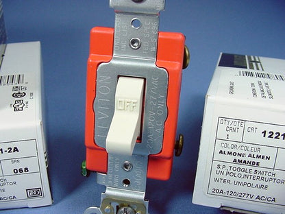 Leviton 1221-2A Almond Industrial Toggle Wall Light Switch Single Pole 20A 10pcs