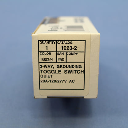 Leviton 1223-2 Brown 3-Way Toggle Light Switch 20A Industrial Grade Boxed