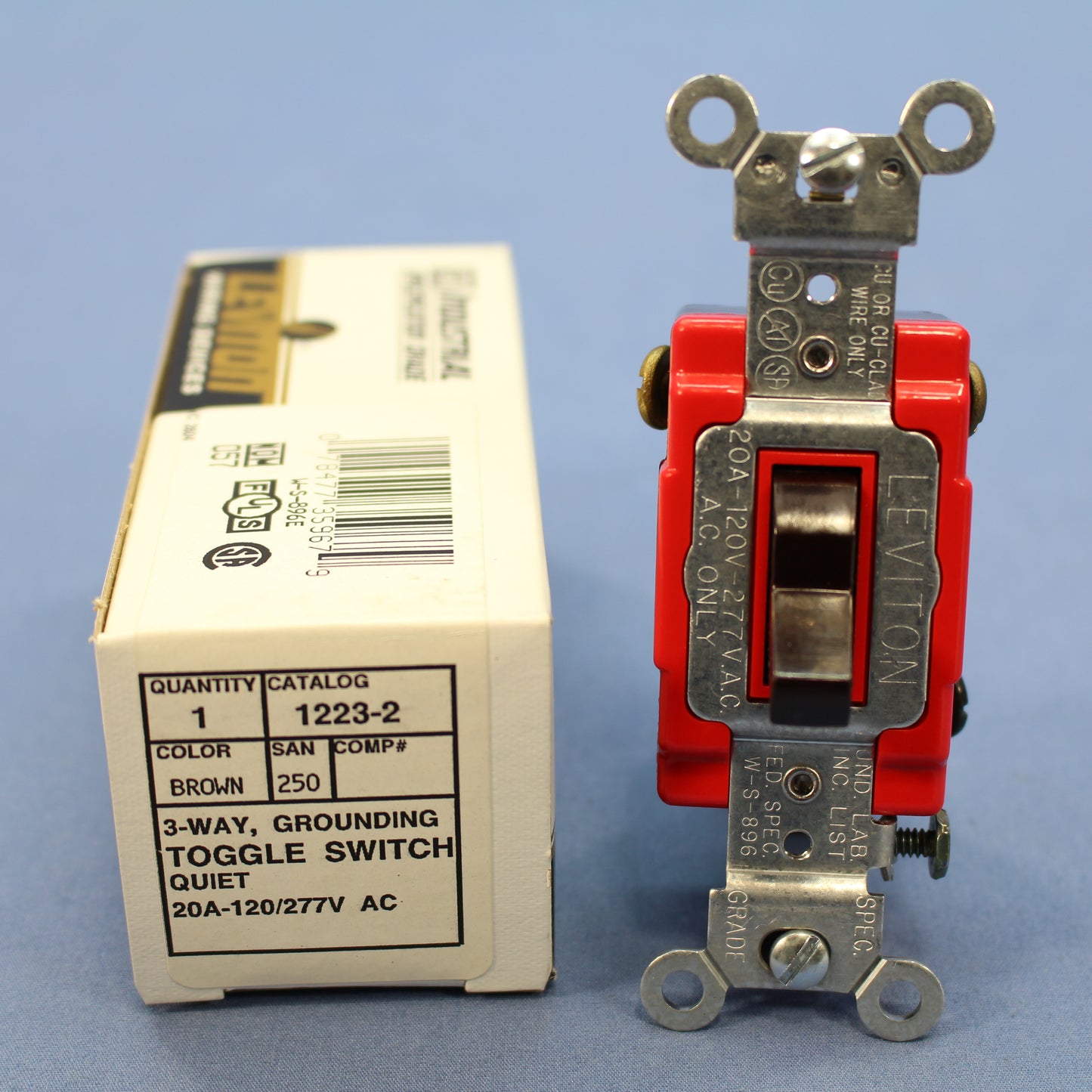 Leviton 1223-2 Brown 3-Way Toggle Light Switch 20A Industrial Grade Boxed