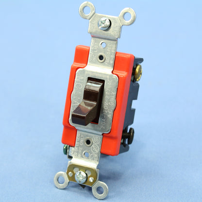 Leviton 1223-2 Brown Industrial Grade 3-Way Toggle Light Switch 20A Boxed
