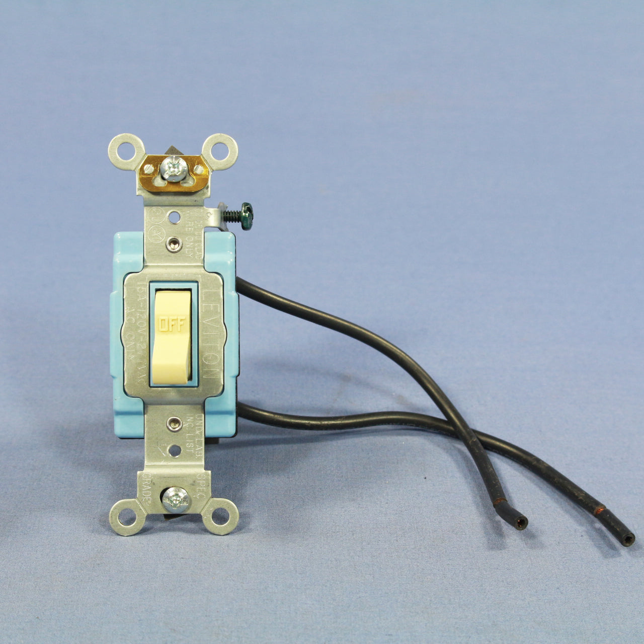 Leviton 1241-2I Ivory Industrial Pigtail Single Pole Toggle Light Switch 15A