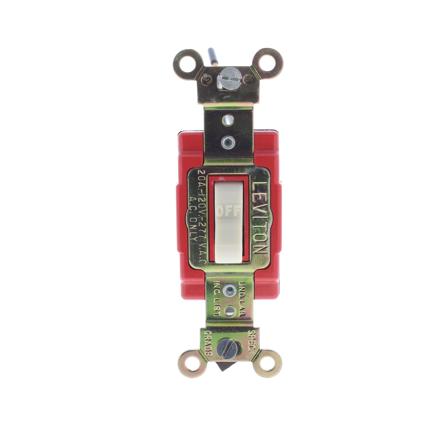 Leviton Ivory INDUSTRIAL PIGTAIL Toggle Light Switch Non-Grounding 20A 1243-I