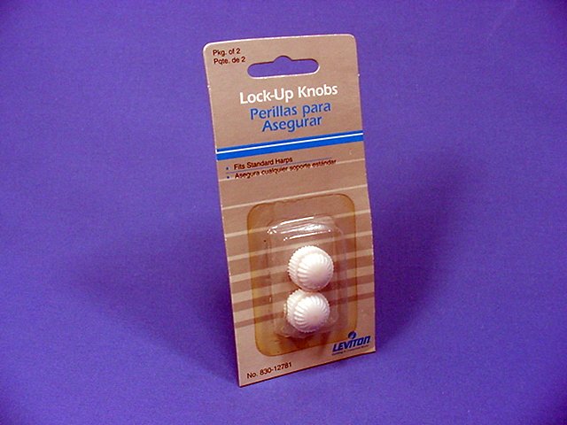 2 Leviton Replacement White Lock-Up Knobs for Securing Lamp Shade to Harp 12781