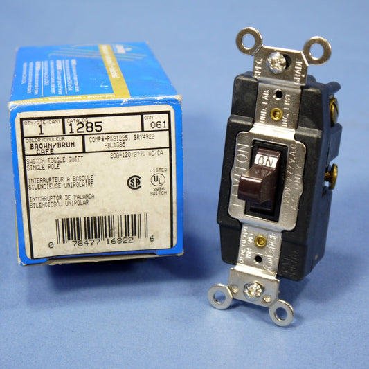 Leviton Brown SPDT Double THROW Maintained Contact Toggle Switch 20A 1285 Boxed