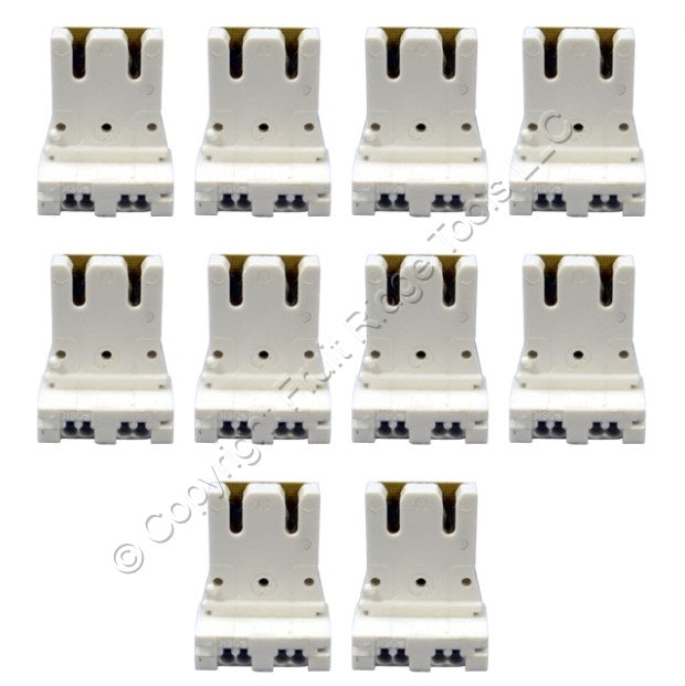 10 Leviton Fluorescent Lampholders T-8 T-12 Medium Bi-Pin Light Socket 13150-D5
