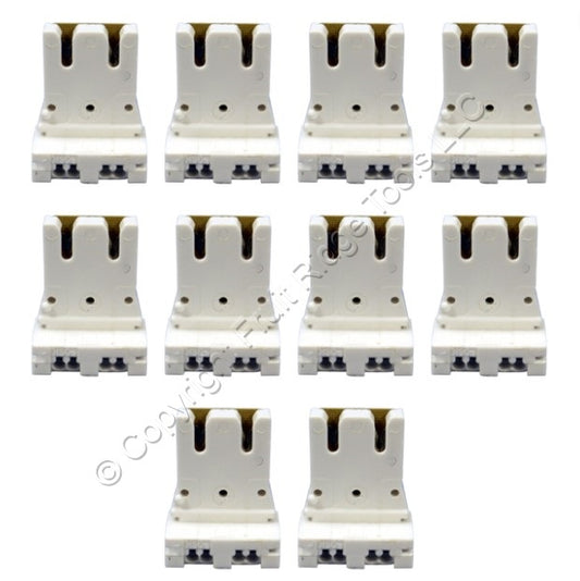10 Leviton Fluorescent Lampholders T-8 T-12 Medium Bi-Pin Light Socket 13150-D5
