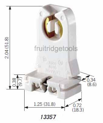 Leviton 13357 White Fluorescent Lampholder G13 T8 T12 Medium Bi-Pin Tall Profile