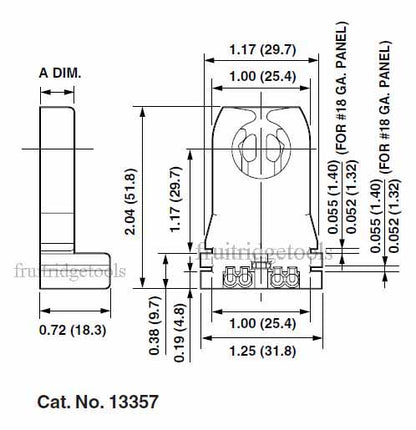 Leviton 13357 White Fluorescent Lampholder G13 T8 T12 Medium Bi-Pin Tall Profile