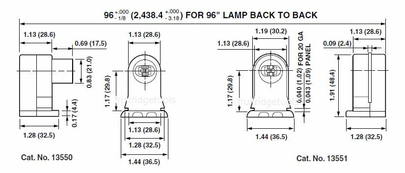 200 Leviton White HO T8 T12 Fluorescent Lampholder light Sockets Plunger 13550-W