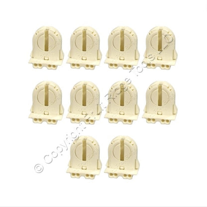10 Leviton Fluorescent Lamp Holders Light Socket T-8 T8 Low Profile Bi-Pin 13652