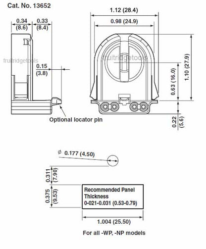Leviton 13652-WP Fluorescent Lampholder T8 Low Profile w/ Panel Locator Post