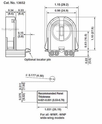 Leviton Fluorescent Lamp Holder Light Socket T8 Wide Fin Base Bi-Pin 13652-WWP