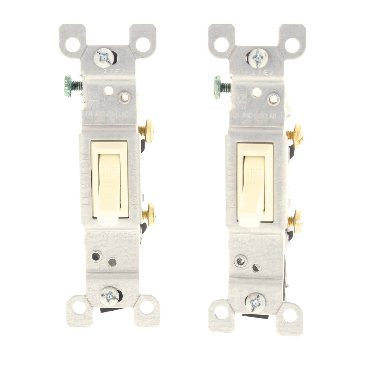 Leviton 1451-2A Almond 15A Single Pole Toggle Wall Light Switches 120V Bulk