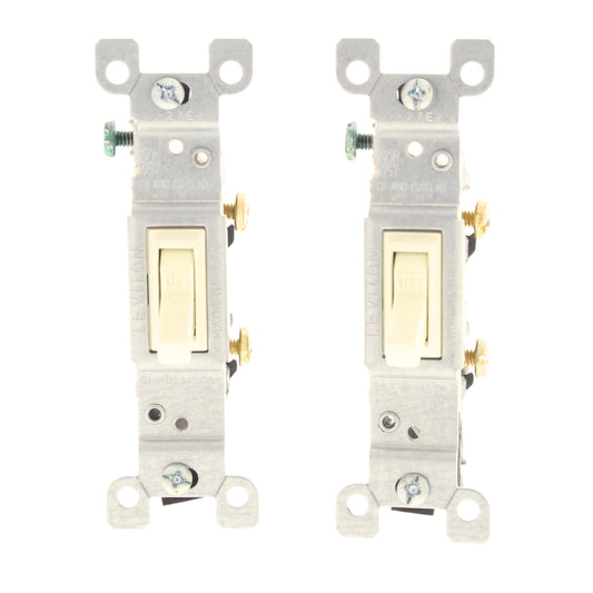 Leviton 1451-2A Almond 15A Single Pole Toggle Wall Light Switches 120V Bulk