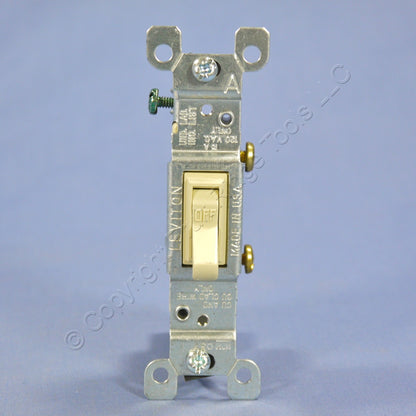Leviton 1451-2I Ivory Framed Toggle Wall Light Switch Single Pole 15A 120V Bulk