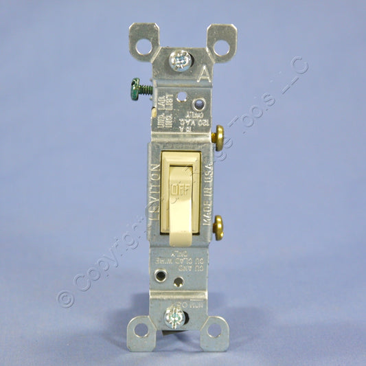 Leviton 1451-2I Ivory Framed Toggle Wall Light Switch Single Pole 15A 120V Bulk