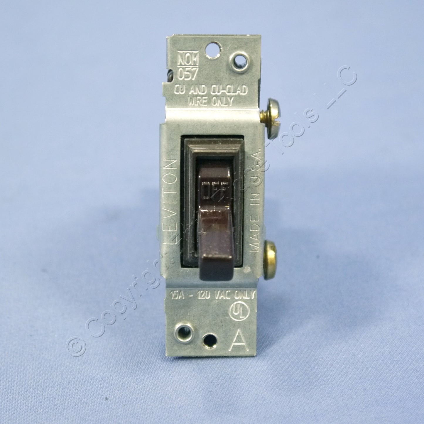 Leviton 1451-4 Brown Framed On/Off Toggle Wall Light Switch Single Pole 15A 120V