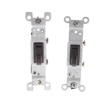 Leviton 1451 Brown Residential Single Pole Framed Toggle Light Switches 15A 2pcs