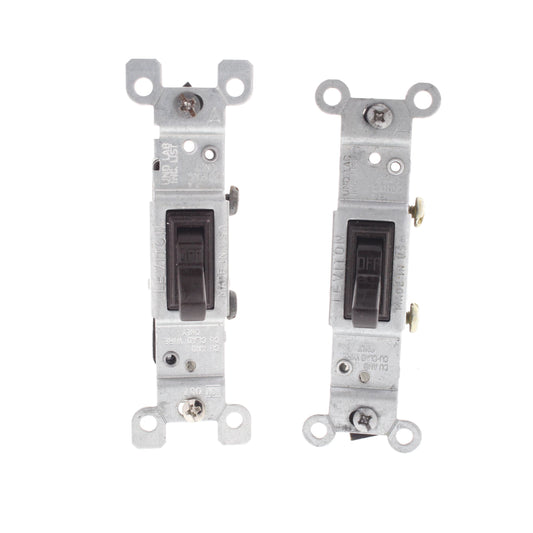 Leviton 1451 Brown Residential Single Pole Framed Toggle Light Switches 15A 2pcs
