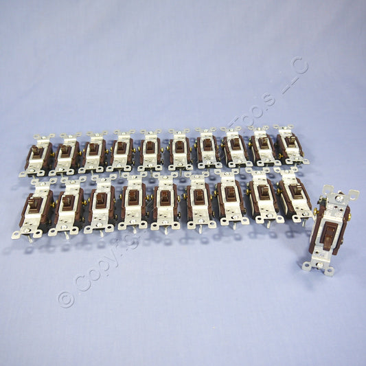 Leviton 1453-2 Brown 3-WAY Residential 15A 120V Toggle Wall Light 20-Pack