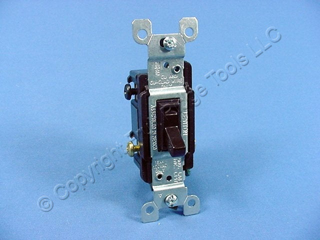 Leviton Residential Brown 3-Way Framed Toggle Wall Light Switch 15A Bulk 1453-2