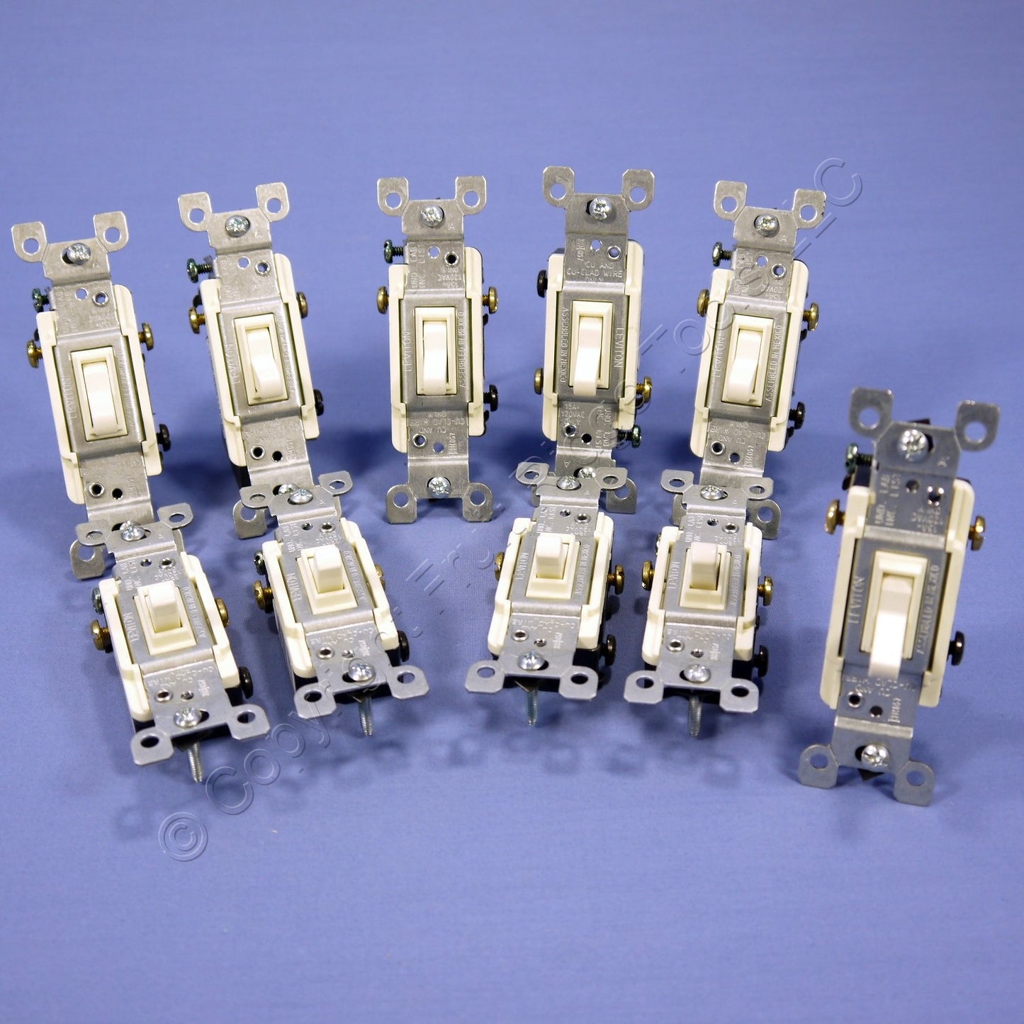 Leviton 1453-2A Almond Quickwire 3-Way 15A Toggle Wall Light Switches 120V 10pk