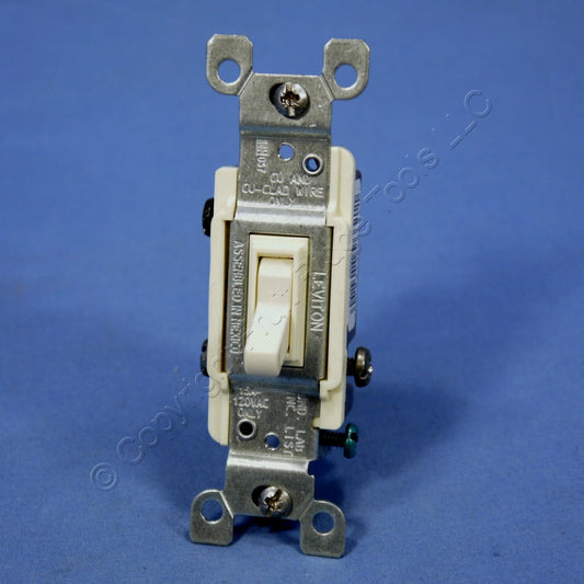 Leviton 1453-2A Almond 3-Way 15A Toggle Wall Light Switch Quickwire Bulk 120V