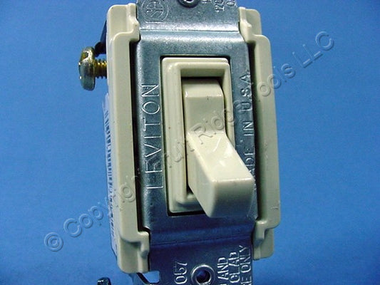 Leviton 1453-2I Ivory 3-Way Toggle Wall Light Switch Residential 15A 120V Bulk
