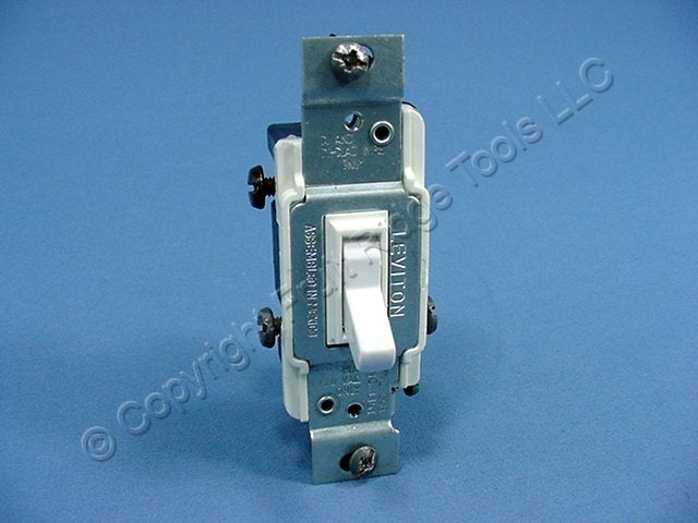 Leviton 1453-4W White Residential Grade 3-Way Toggle Light Switch 15A Earless