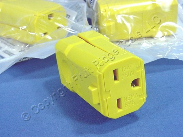 Leviton 15659-VY Yellow Straight Blade Plug Connector Industrial 6-15R 15A 10pcs