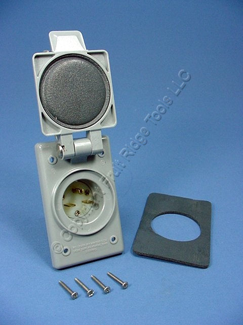Leviton Nema 6-15P Flanged Inlet Plug Weather Resistant Cover 15A 250V 15678-CWP