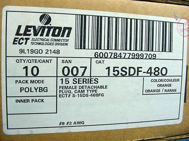 10 Leviton Orange Cam Plug Insulating Sleeves Female ECT 15 Series 15SDF-48O