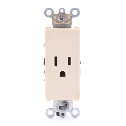 Leviton 16241-I Ivory 15A Decora Commercial Receptacle Outlet NEMA 5-15R