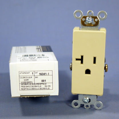 Leviton Ivory Decora Commercial Receptacle Outlet Nema 5-20R 20A 16341-I Boxed