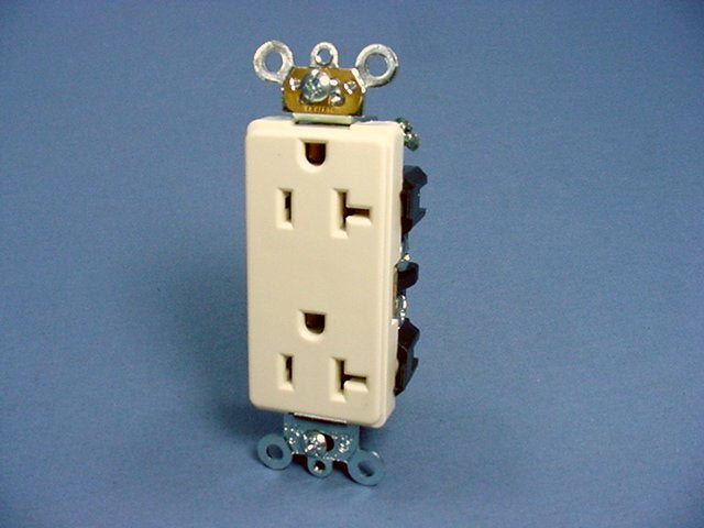 Leviton Almond Decora Industrial Outlet Duplex Receptacle 20A 16362-A Boxed
