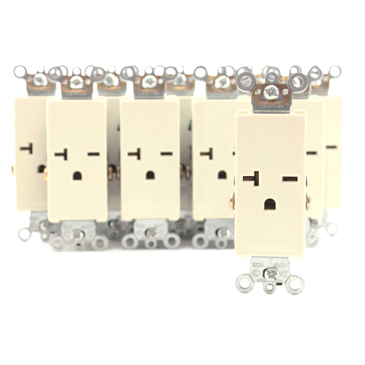 Leviton 16441-A Almond 20A Decora Commercial Receptacle Single Outlet 250V 10pcs