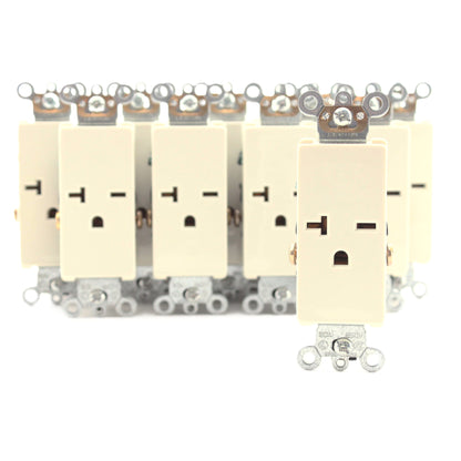 Leviton 16441-A Almond 20A Decora Commercial Receptacle Single Outlet 250V 10pcs