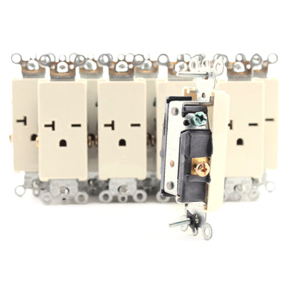 Leviton 16441-A Almond 20A Decora Commercial Receptacle Single Outlet 250V 10pcs