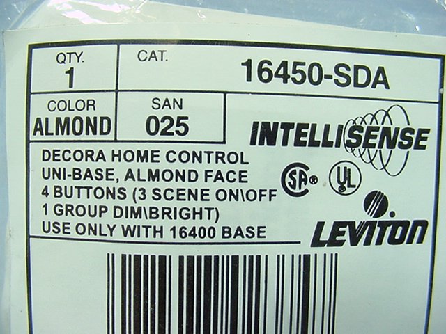 Decora 4-Button Face For DHC Scene Controller BRight/Dim Almond 16450-SDA