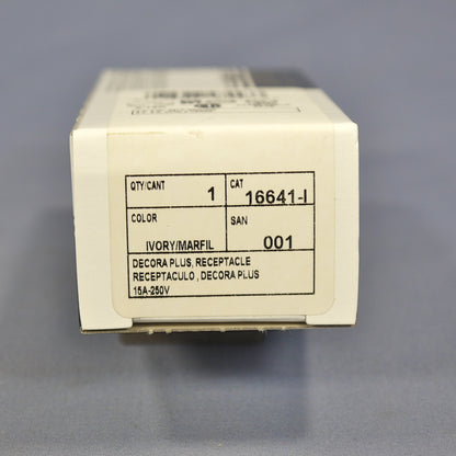 Leviton 16641-I Ivory 15A Single Decora Receptacle Outlet 250V Boxed Commercial