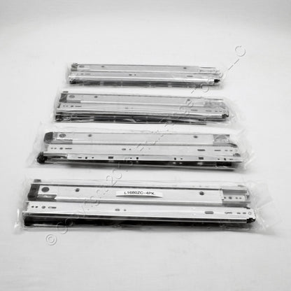 Glide Rite 1680ZC 16" Side Mount 150lb Full Extension Standard Drawer Slides 4-pair