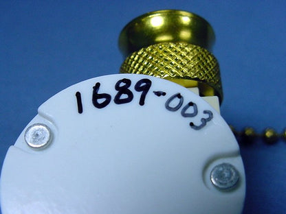 Leviton 1689 Canopy Pull Chain Rotary Appliance Switch 3-Speed 2-Circuit Brass