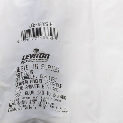 Leviton Brown 16 Series Male Detachable Cam-Type Plug Crimped 300A 600V 16D26-H