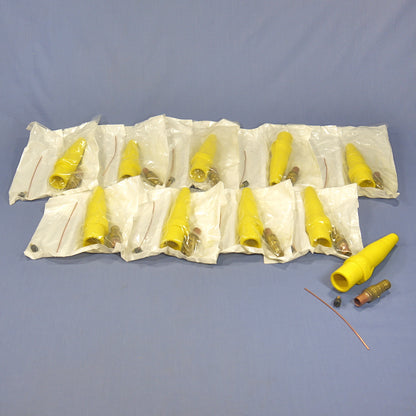 10 Leviton Yellow 16 Series Male Detachable Cam Plugs Crimped 300A 600V 16D26-Y