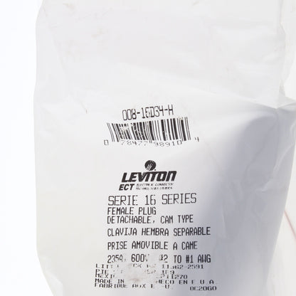 Leviton Brown 16 Series Female Detachable Cam-Type Plug 220A 600V Crimped 16D34